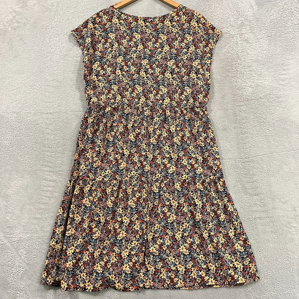 Emery Rose A Line Dress Women Large Multicolor Floral Stretch Pleated Cap Sleeve - Picture 2 of 8